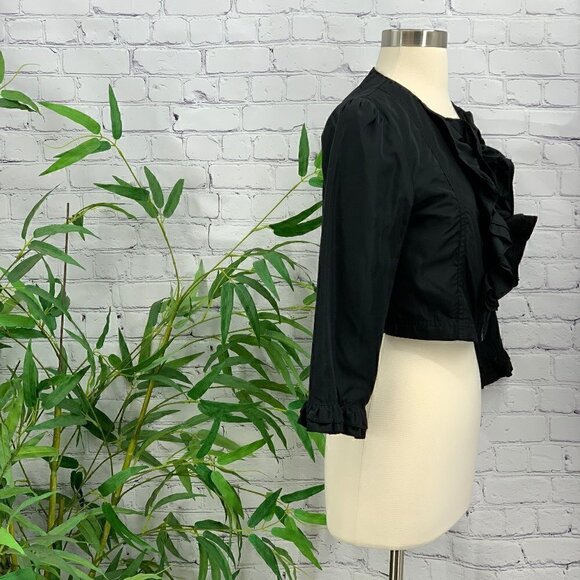 Last Kiss Black Crop Jacket w/ Ruffles - Picture 2 of 6